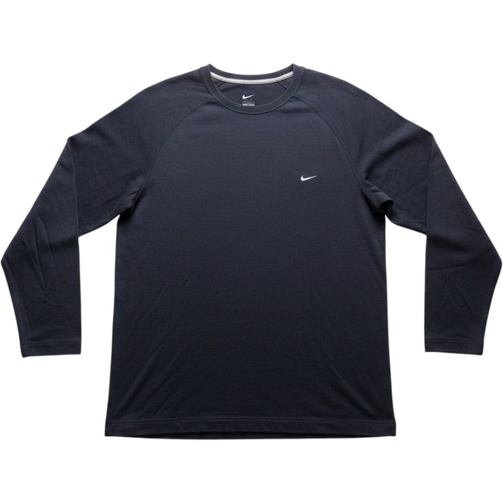 Nike Long Sleeve Shirt Mens XXL Navy Blue Athletic Dept Cotton Waffle Swoosh